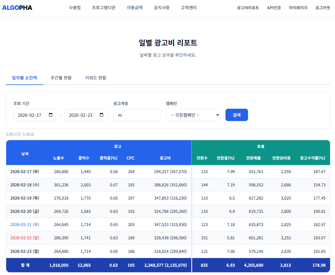 광고비리포트 화면